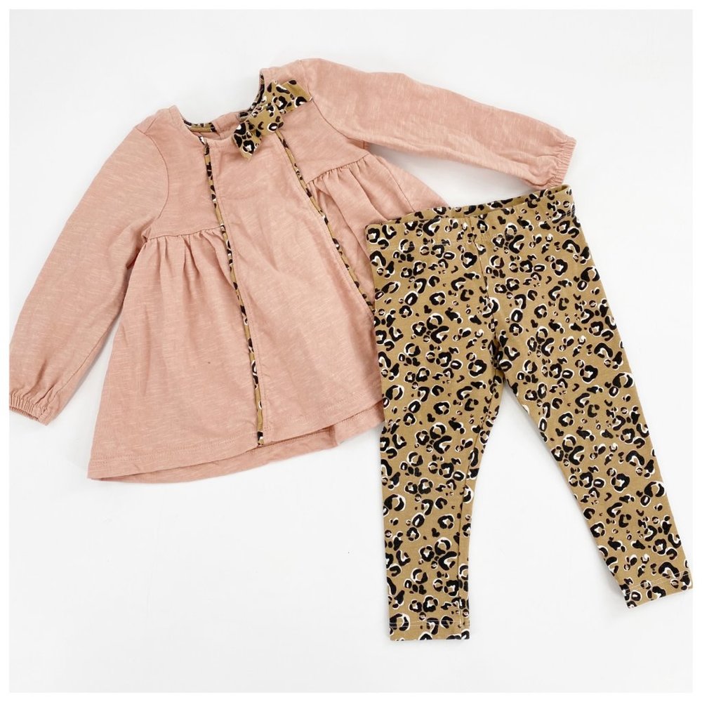 Cynthia Rowley 2 Piece Set Pink Leopard Print 12 Month